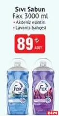 FAX SIVI SABUN 3000 ML fiyat ve kampanya bilgisi